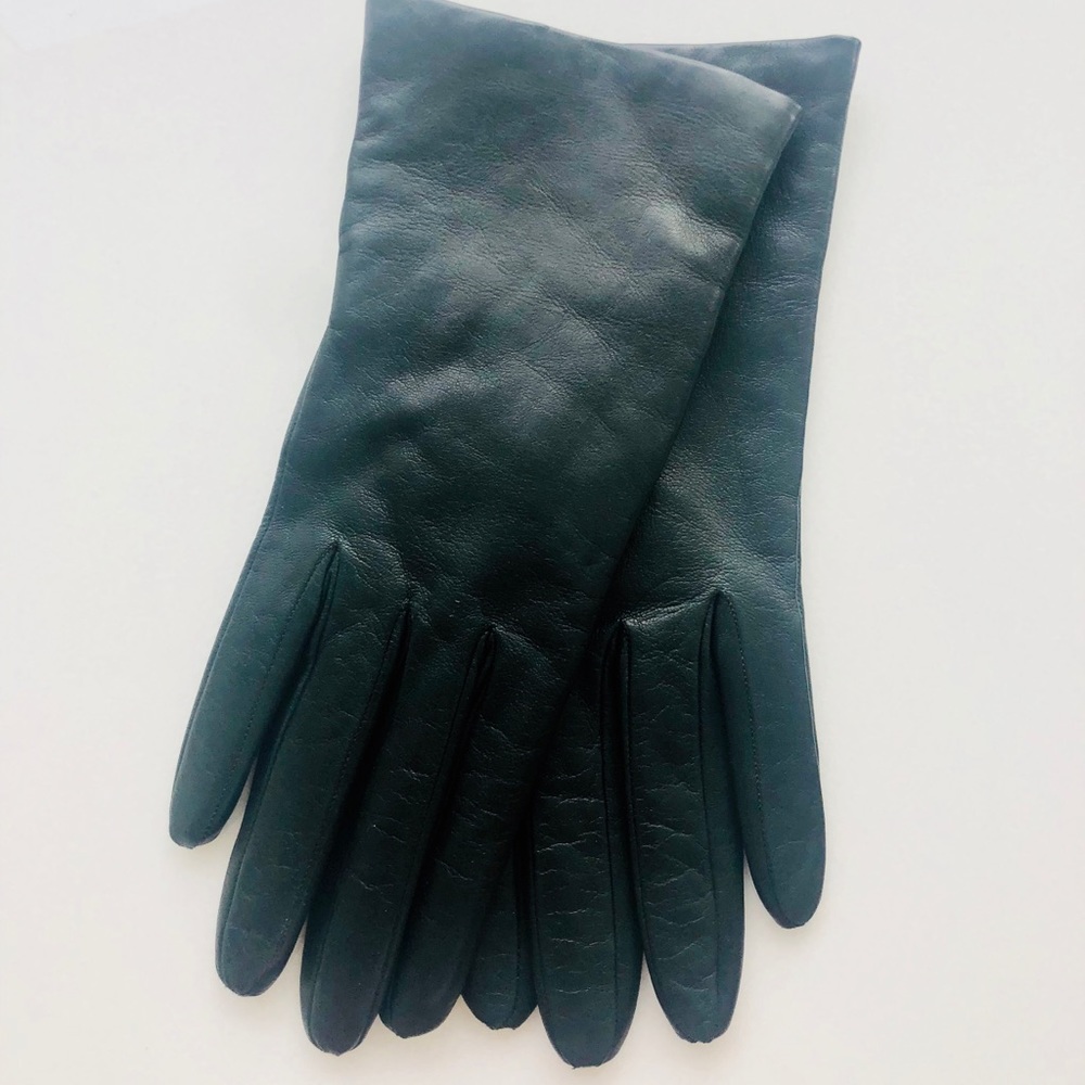 Dark Green Cashmere Lined Leather Gloves